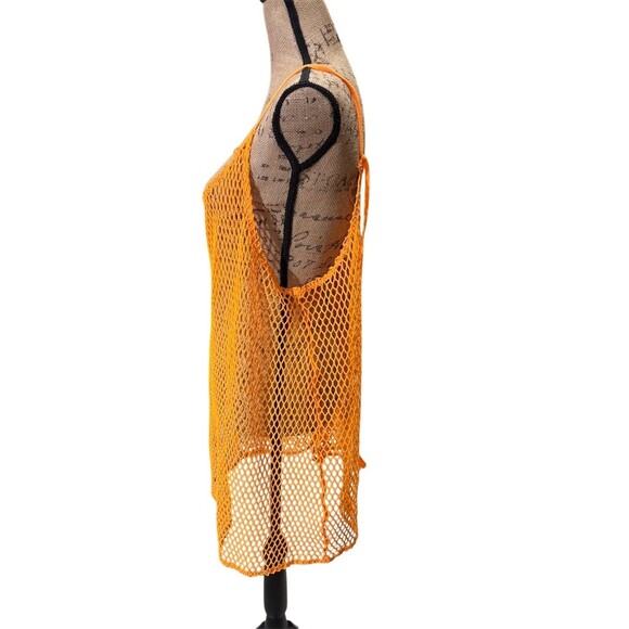 Wild Fable Cover Up Dress Womens 2XL Plus Orange Fishnet Mesh Midi - Picture 3 of 8